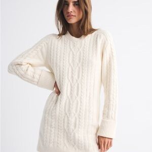 Abercrombie & Fitch Cream Long Sleeve Dress
